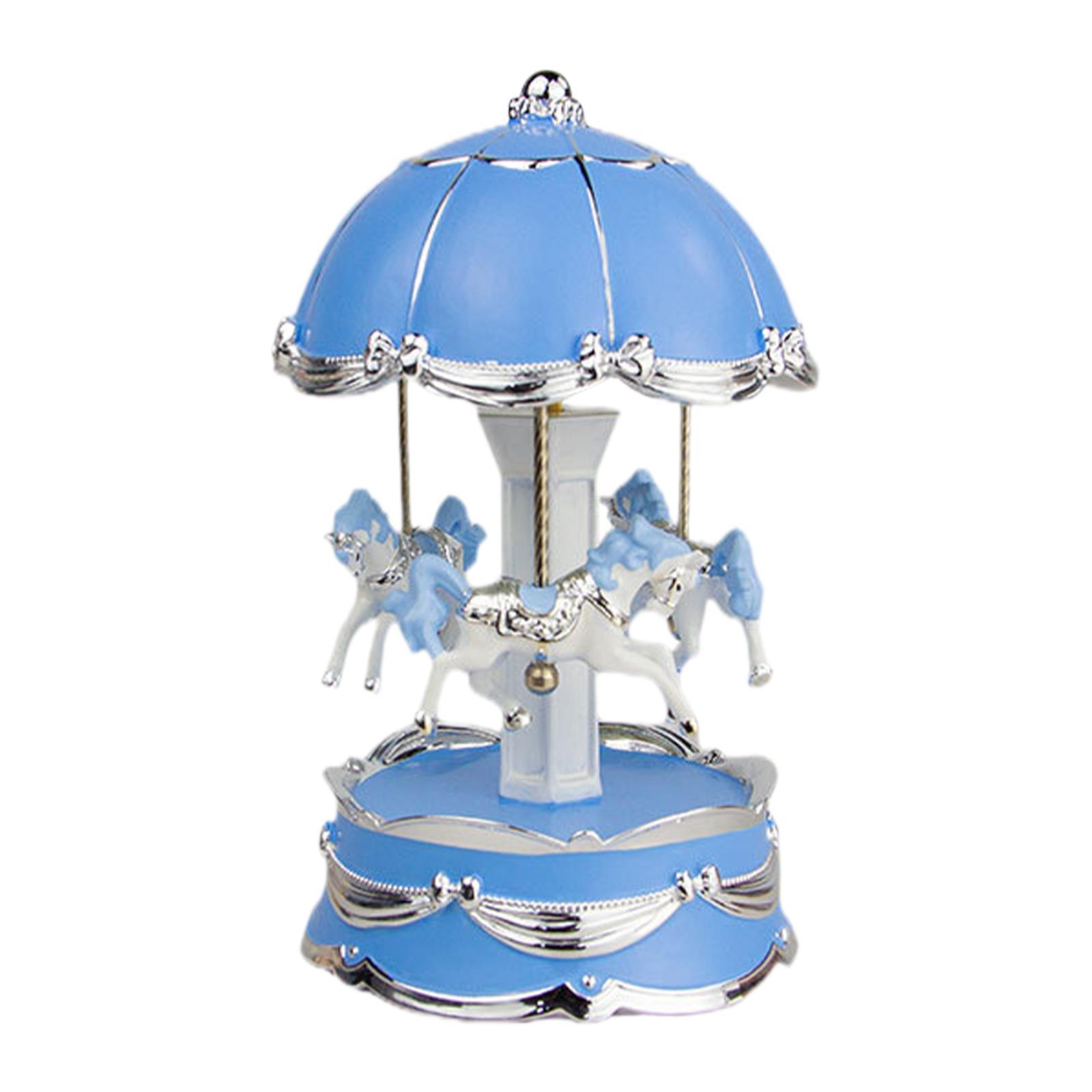 

Музыкальная шкатулка-карусель Turn Horse, декоративное украшение для стола, рождественское украшение для праздничного декора, легкое многофункциональное синий