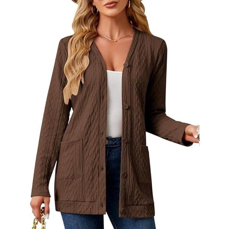 YYFS Women's Fashion Casual Fall Winter Solid Color Print Long Sleeve Sweaters