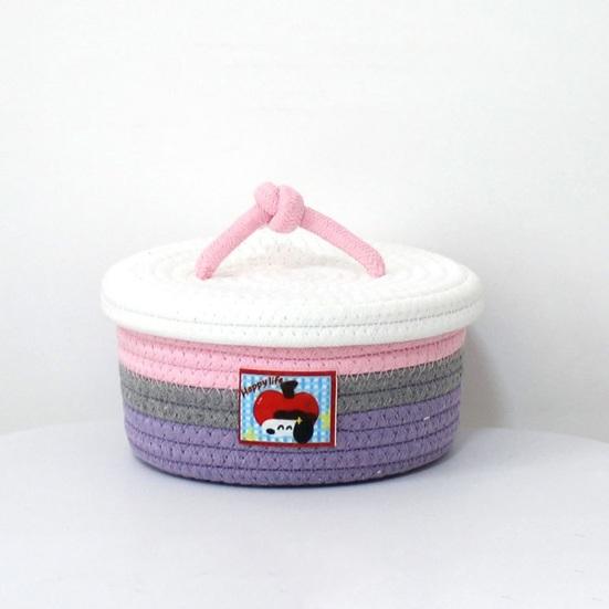 Storage Box with Lid Dust-Proof Organizer Colorful Cotton Thread Container for Bedside Table Dressing