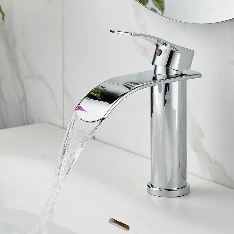 Brushed Gold Basin Faucets Waterfall Black Bathroom Faucet Single handle Basin Mixers Taps Tall Bath Faucet Sink Water Crane