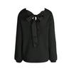 Women's Bow Knit Sweater Long Sleeve Backless V-Neck Drop Chunky Pullover Sweater