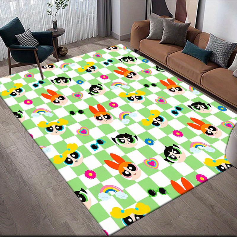 The Powerpuff Girls Illustrations Anti-slip Rug, Rectangular Carpet for Living Room, Bedroom and Sofa Zone