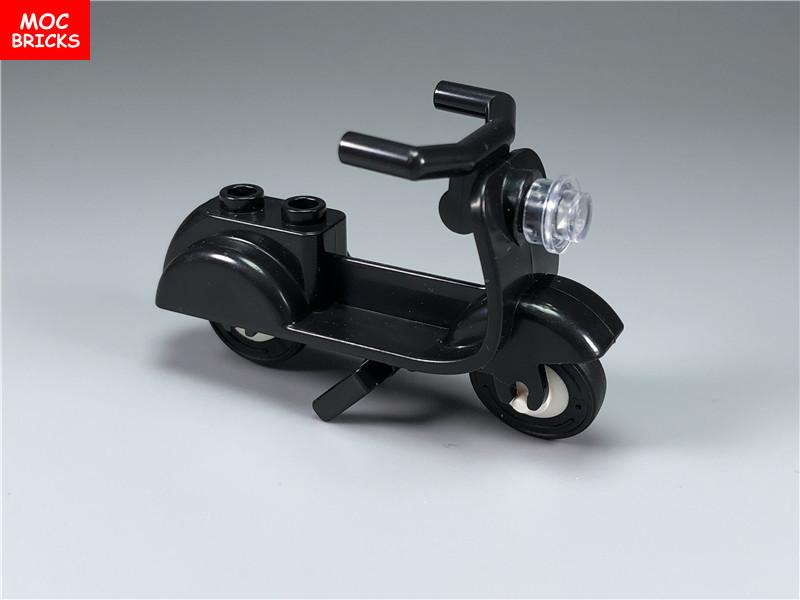 Custom Build Bricks Scooter with Stand motorbike Angular Handlebars Assembling Creating Modules fit with 15396c01 Toy Sets kids gifts