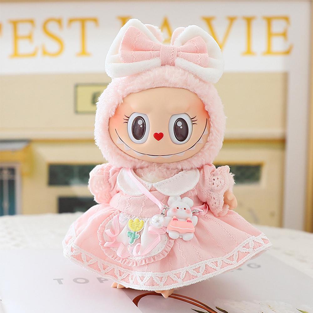 For 17cm Labubu Doll Clothes Fashion Piggy Overalls Doll Clothes Color Match Hoodies Dolls Accessories Cute Decoration Little Clothes