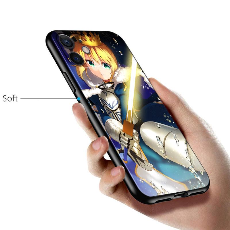Anime fate stay night saber Cover For Apple iPhone 14 13 12 11 SE XS XR X 7 8 6 mini Plus Pro MAX 2020 Black Phone Case