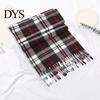 Imitation Cashmere Feel Scarf 10Pcs Men Women Plaid Print Tassel Trim Double Warm Winter Sided Velvet Long Contrast Color Thermal