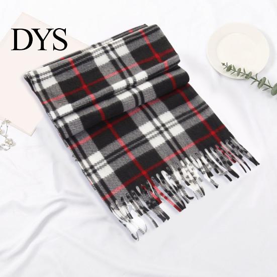 Imitation Cashmere Feel Scarf 10Pcs Men Women Plaid Print Tassel Trim Double Warm Winter Sided Velvet Long Contrast Color Thermal