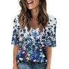 Women's V Neck T Shirts Half Sleeve Tops Printed Casual Summer Tees T Shirt Blouse