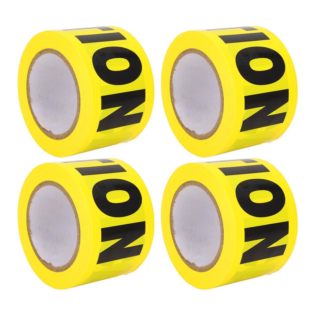 4PCS Caution Tape Rolls Yellow Background Black Word Barricade Safety Warning Tape for Construction