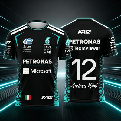 2026 New Kimi Antonelli and George Russell Racing Fan Men's T-Shirt Outdoor Sports Breathable Family Matching Clothing