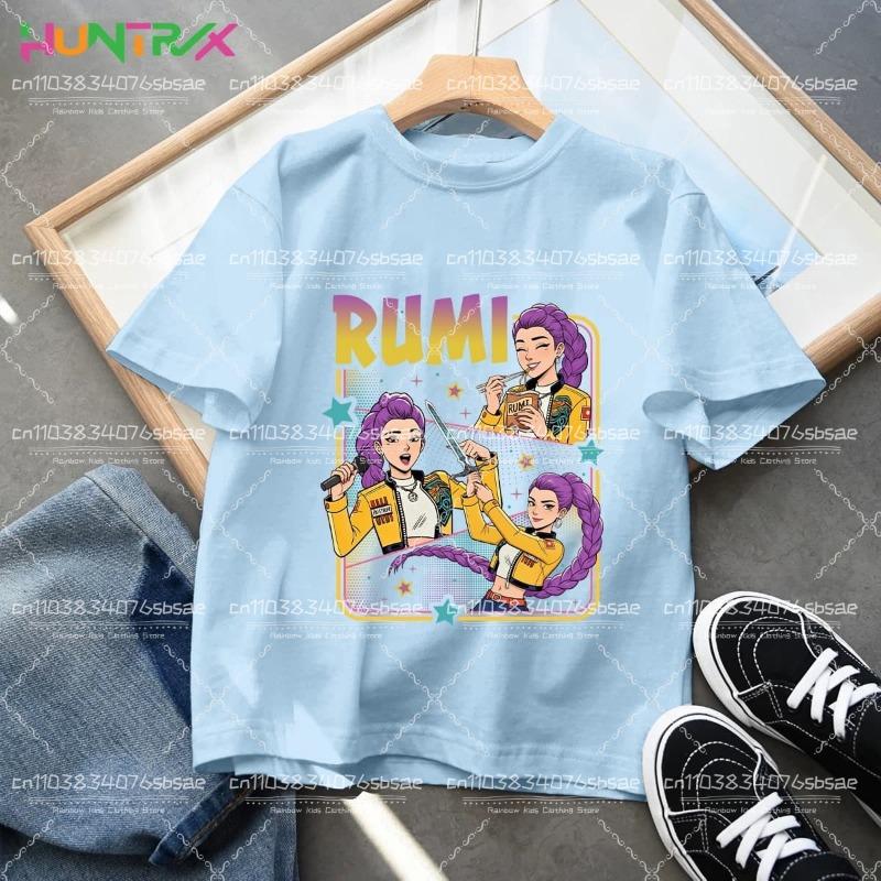 KPop Lovci démonů Zoey Potištěné tričko Dětské Nové Kreslené Měkká Bavlna Dívčí Tričko Topy K-Pop Bavlna Batole Dívčí Oblečení