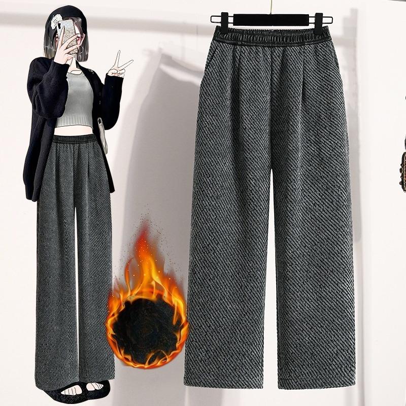 DIMANAF Plus Size Women Long Pants Loose Casual Elastic Waist Thick Lady Vintage Winter Autumn 2025 Bottoms