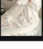 Princess Style French Embroidery Long Staple Cotton Four-Piece Bedding Set with Duvet Cover and Fitted Sheet