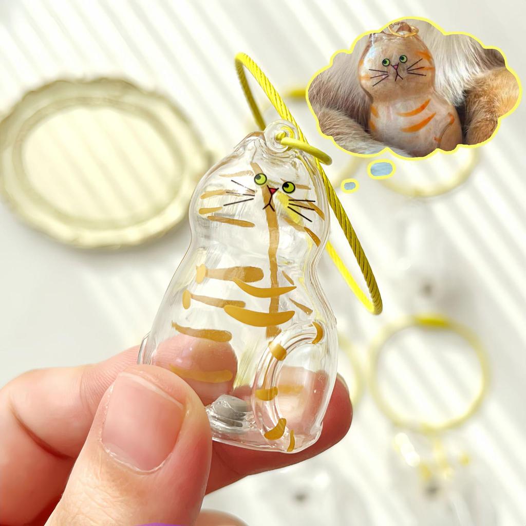 Transparent Acrylic Cat Hair Storage Capsule Keychain Ornament