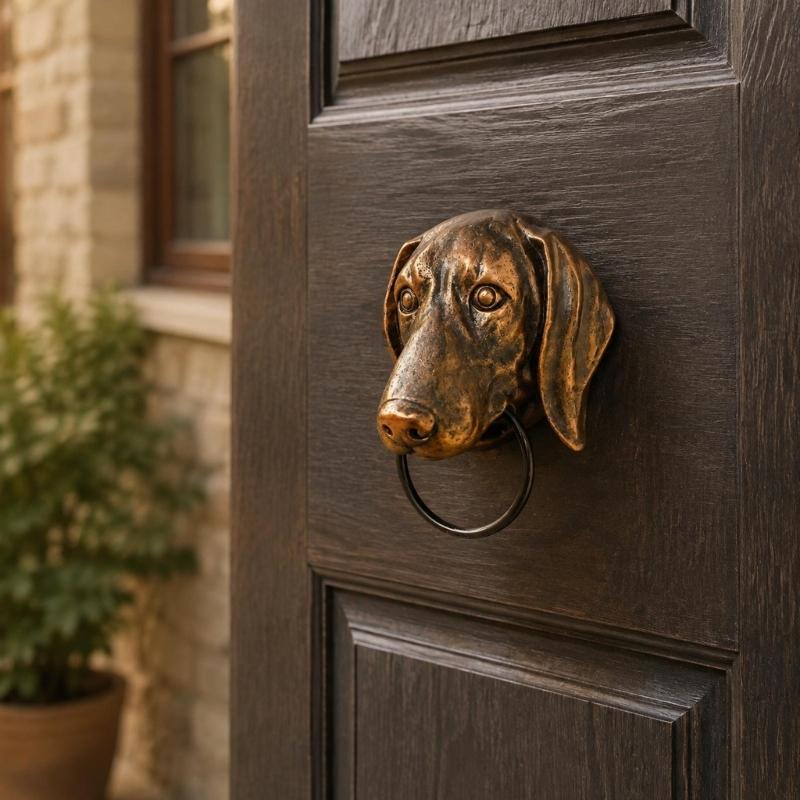 Decorative Animal Door Knocker with Raised Head and Lifting Handle for Wood, Metal, Garden, Entry, and Shop Entrances