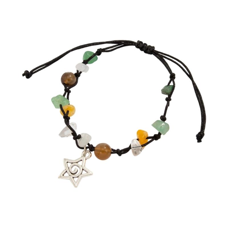 

Spirals Star Beaded Bracelet Irregular Turquoise Stones Bohemian Styles Adjustable Rope Bracelet