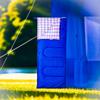 BDK29 BDK-29BL(09) TS Bequemes Material 3-Jahreszeiten-Schlafsack im Umschlagstil, Blau/Lavendel
