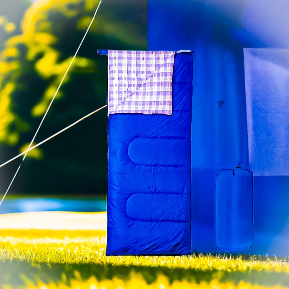 BDK29 BDK-29BL(09) TS Bequemes Material 3-Jahreszeiten-Schlafsack im Umschlagstil, Blau/Lavendel