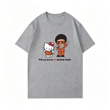 

2026 Hello Kitty Bob Mars Microwave Pink TShirt Girl Summer Fashion Top Trendy Rap Style Streetwear TShirt Top S