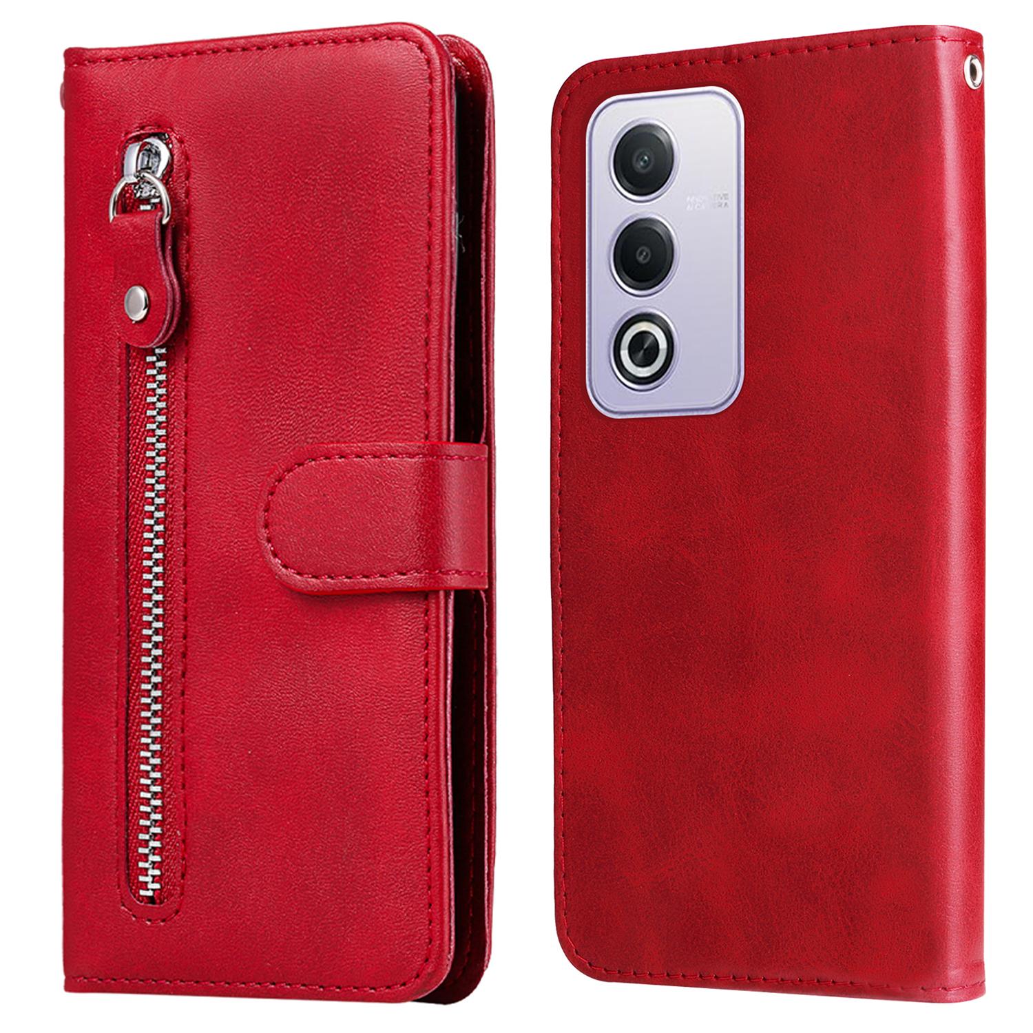 

For Oppo A3 Pro (Global) 5G/(India) 5G Case Zipper Wallet Calf Texture PU Leather Phone Cover E