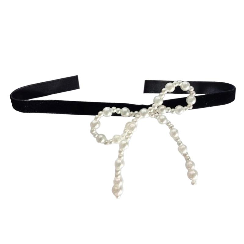 

Elegant Bowknot Necklace Unique Perals Bowknot Pendant Necklace Accessories Stylish Ladies Choker Adornment for Women