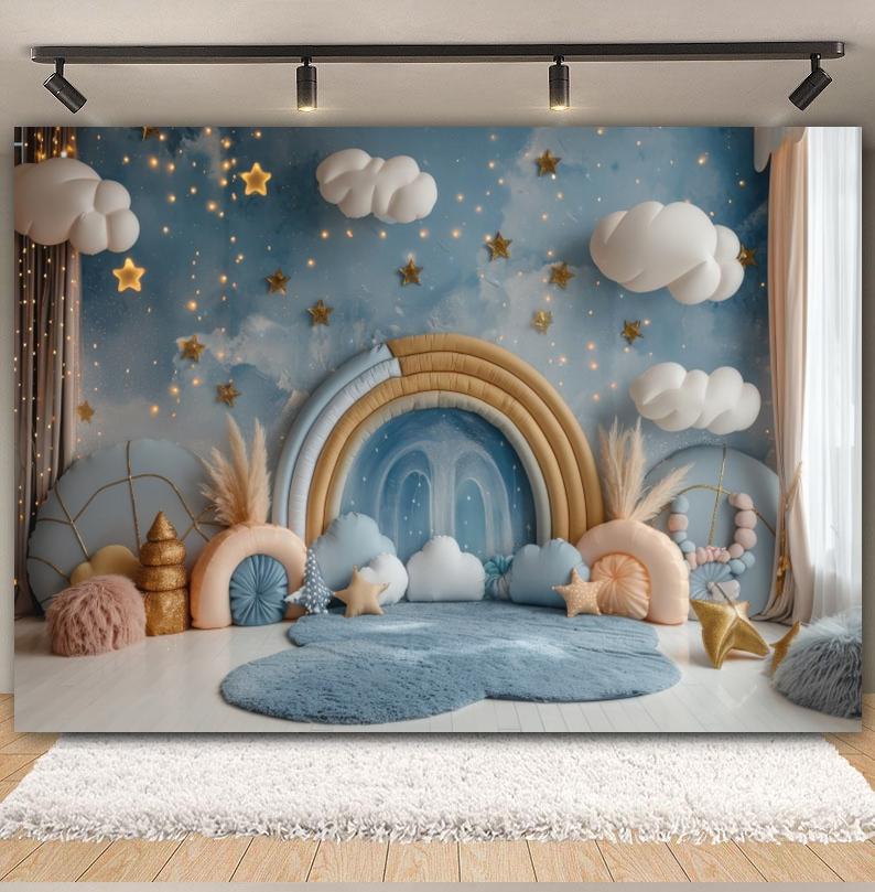 3D Balloons Rainbow Happy Birthday Photography Backdrop Colorful Girl Boy Birthday Party Baby Shower Decor Photozone Background
