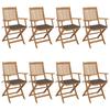 Folding Garden Chairs Set of 8 with Cushions Acacia Wood