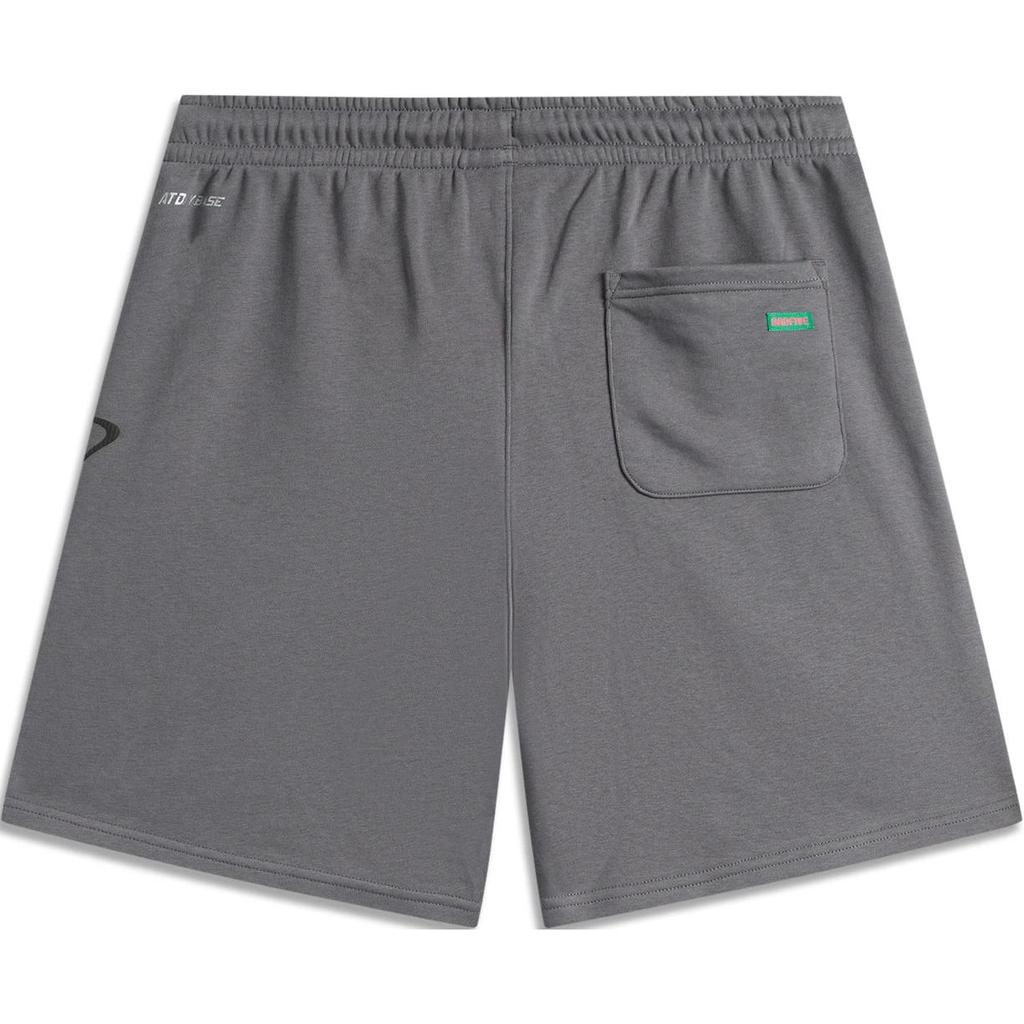 Li-Ning Badfive Letter Mid-Waist Drawstring Comfortable Breathable Versatile Loose Straight Casual Shorts Men Shorts Smoke-Gray AKSU965-3