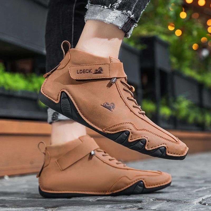 Men Casual Boots Leather Men Shoes Luxury Ankle Boots Waterproof Winter Sport Shoes for Men Motorcycle Boots platform zapatos