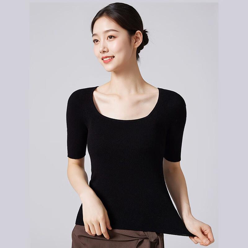 Women's 100% Wool U-Neck Slim Fit Pullover Sweater