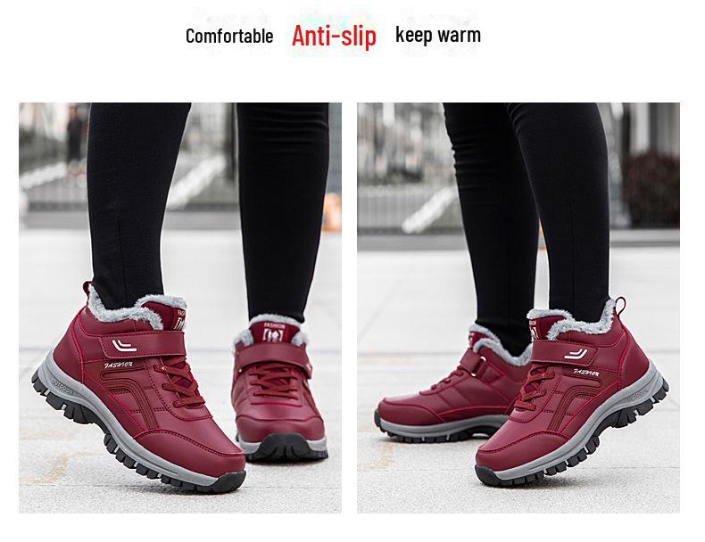 Autumn & Winter Large Size Non-Slip Walking Shoes for Middle-Aged & Elderly - Trendy, Warm, and Casual