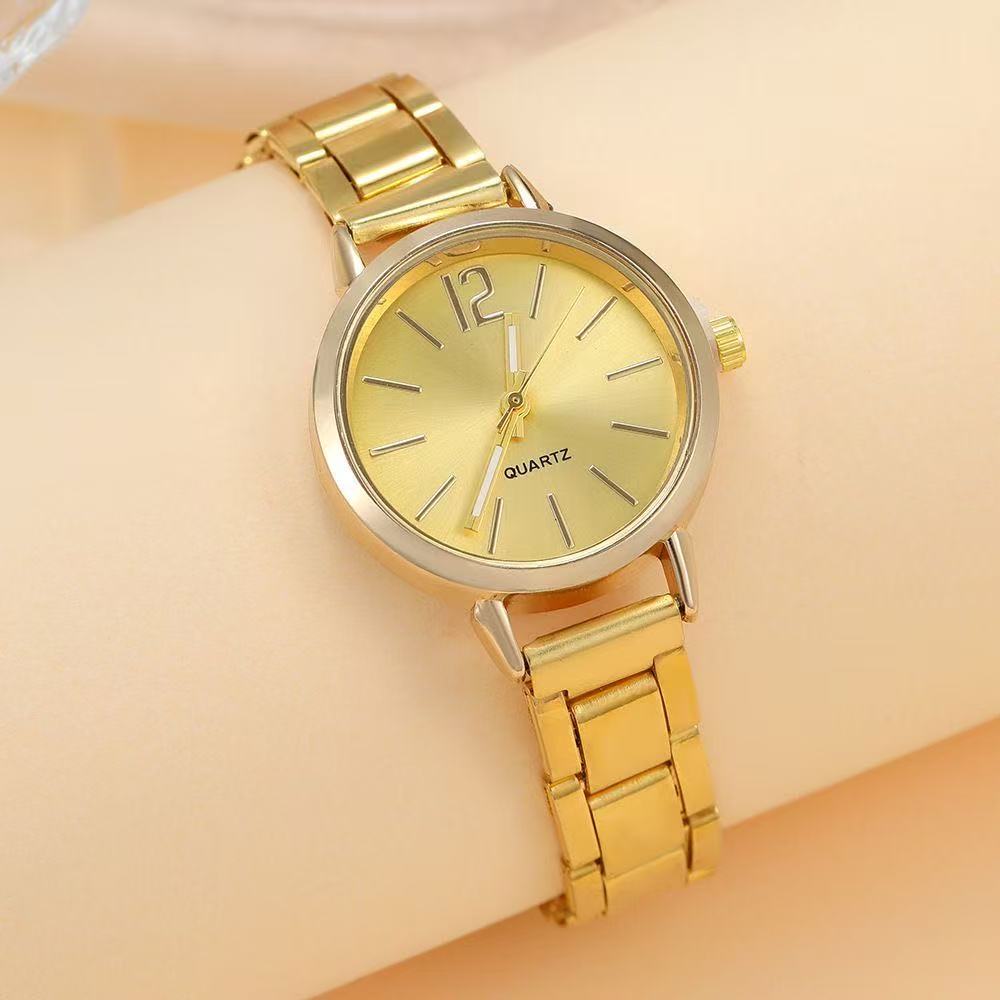 2025 Fashion Women Elagant Watch Casual Simple Steel Strap Quartz Watch Love Bracelet 2PCs Set Temperament Wearing Style