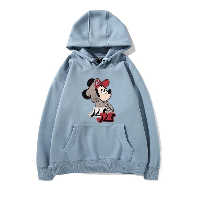 2024 Spring and Autumn Mickey Minnie Disney hoodie for male and female couples, parent-child cartoon print loose hooded clothes