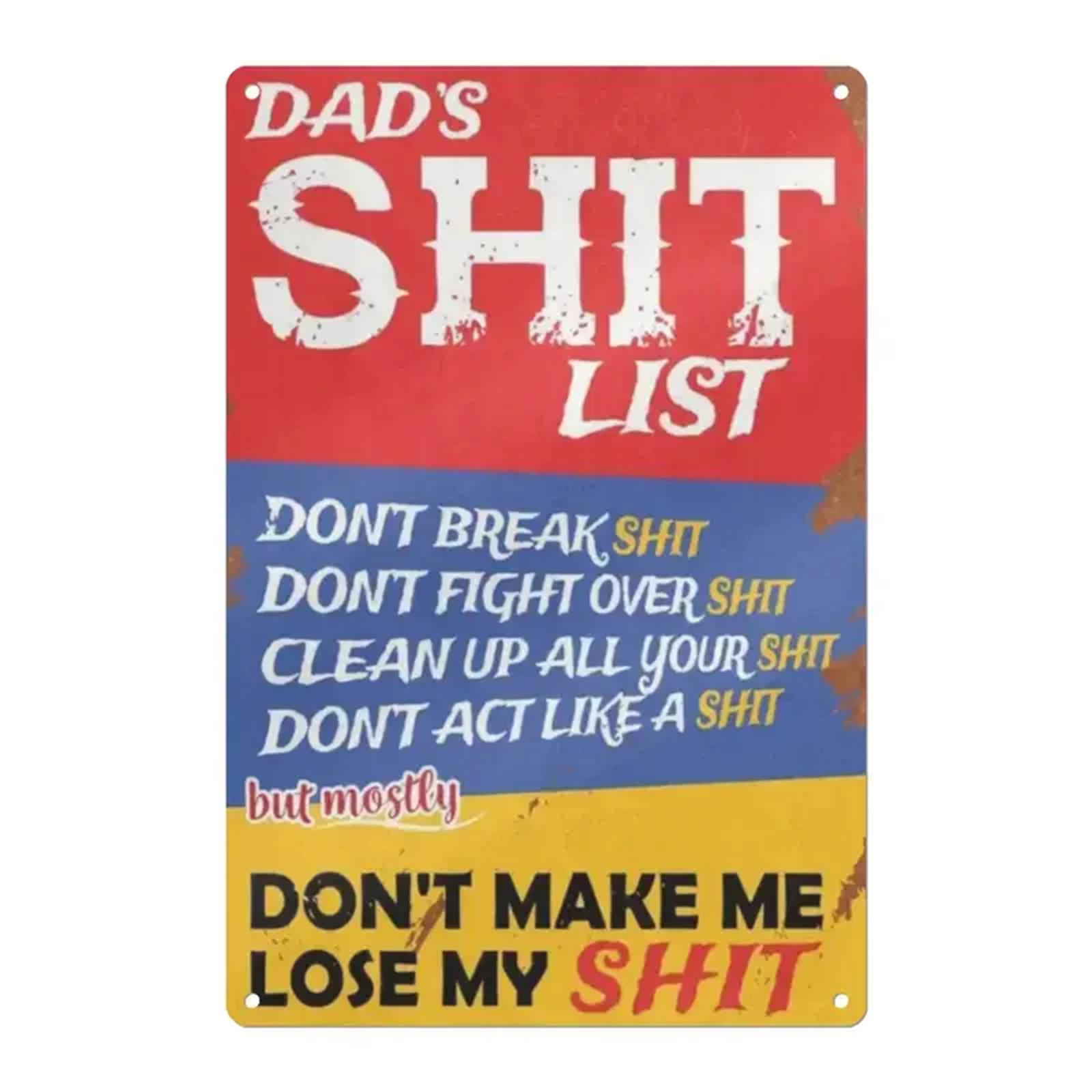 

Metal Wall Sign Dad s List Vintage Style Decorative Tin Plate for Indoor Outdoor Use Rustic Design with Pre-Drilled Holes for Hanging One Size