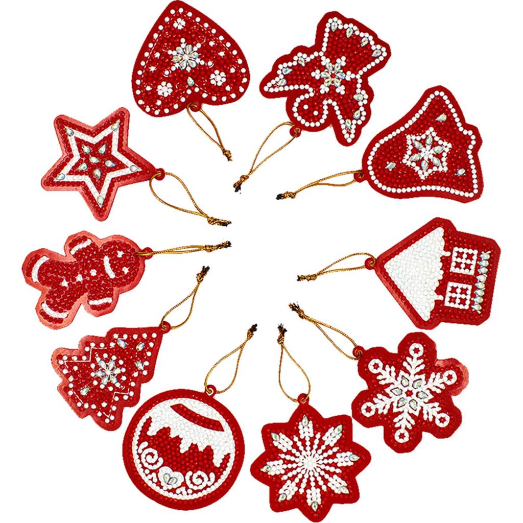 100-10Pcs Christmas Decor Diamond Painting Pendant Special-shaped Full Drill DIY Hanging Ornament Handmade Xmas Tree Decoration