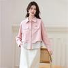 Sanpowa Women's Spliced Long-Sleeve Lapel Shirt