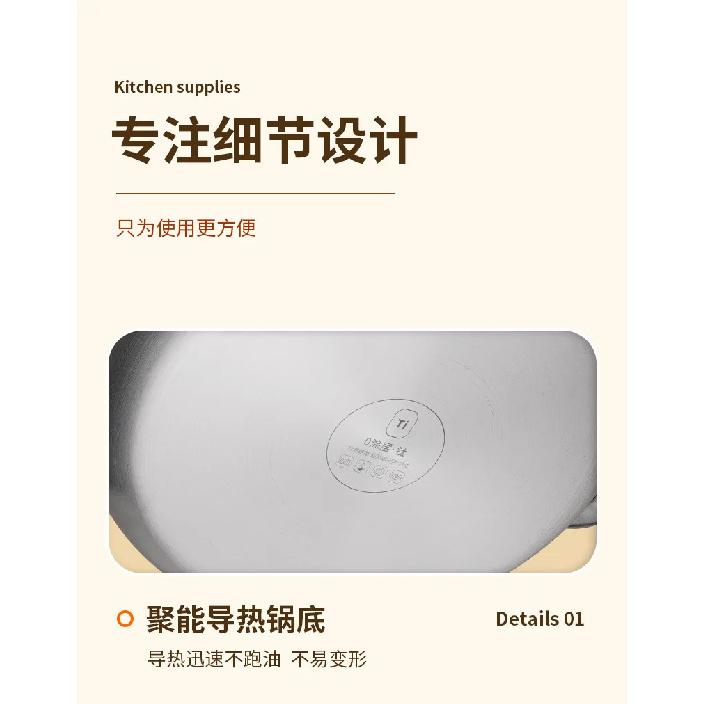 Titanium Hammer Pattern Double Ear Frying Pan for Home Use, Uncoated Flat Bottomed Frying Steak, Non Stick Pan