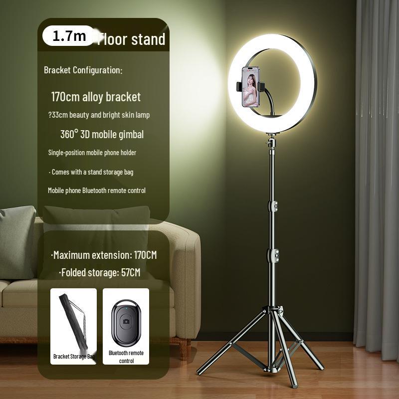 2024 Mobile Phone Live Streaming Stand with Fill Light for Douyin & Selfie Beauty - Complete Desktop Shooting Support Set