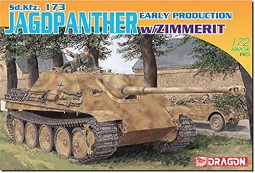 Platz Dragon 1/72 Scale World War II German Jagdpanther Tank Destroyer, Early Model, Zimmerit Coating, Plastic Model Kit DR7241P