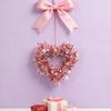 Tinsel Heart Shaped Wreath with Bow for Front Door Valentine's Day Red Pink Heart Wreath