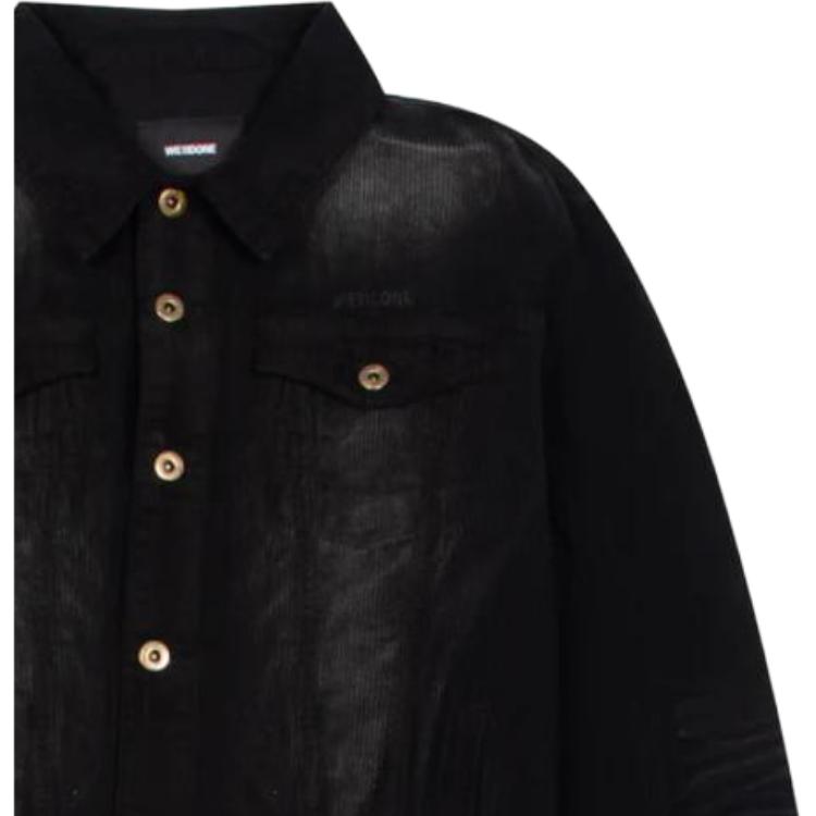 WE11DONE Fitted Single-Breasted Long Sleeve Jacket Men Jackets Black WD-JK2-24-082-U-BK