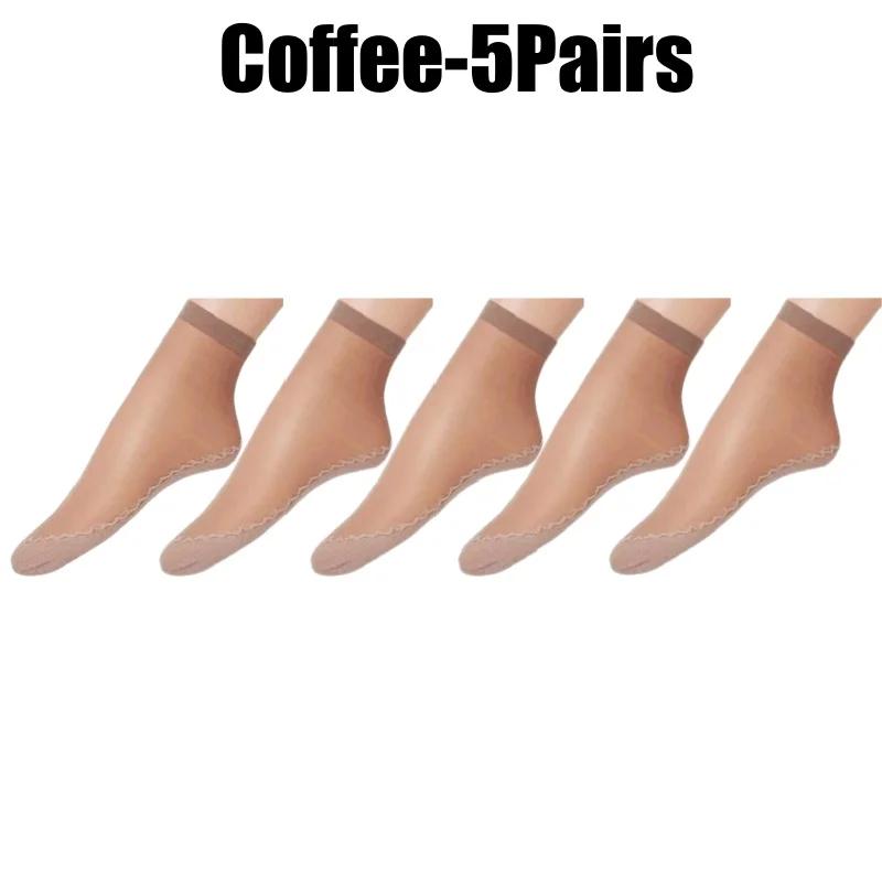 Women Nylon Elastic Short Ankle Sexy Stockings Silk Short Socks Summer Invisible Anti-hook Solid Color Cotton Bottom Silk Sock