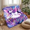 Magical Unicorn in Starry Garden Theme blanket Lightweight Warm Flannel Blanket Decorative Throw Blanket for Home Decoration