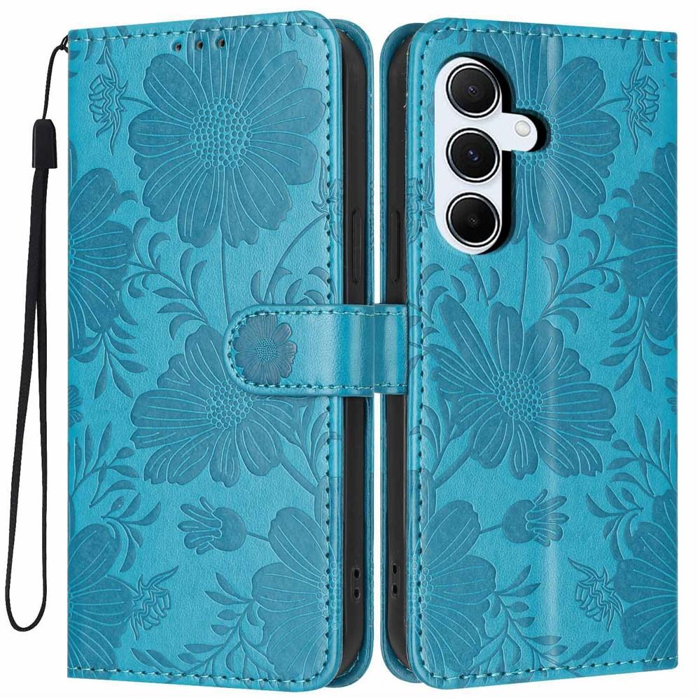 Portemonnaie-Hülle für Galaxy A55 5G - Leder/PU, Blau, Mit Lanyard