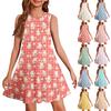 Girl Summer Dress Sleeveless Printed Color Casual Dress