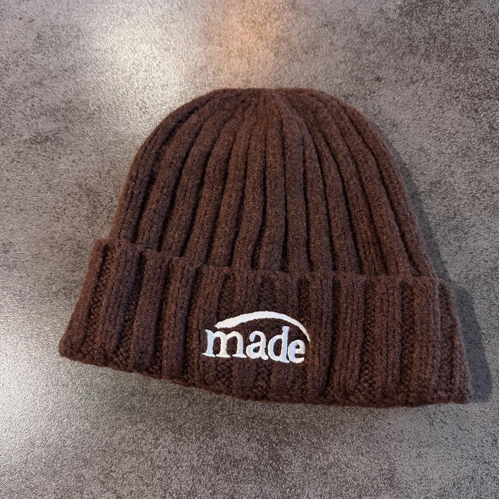 Knitted Letter Embroidered Beanie Hat For Winter Warmth Unisex Fashion Accessory