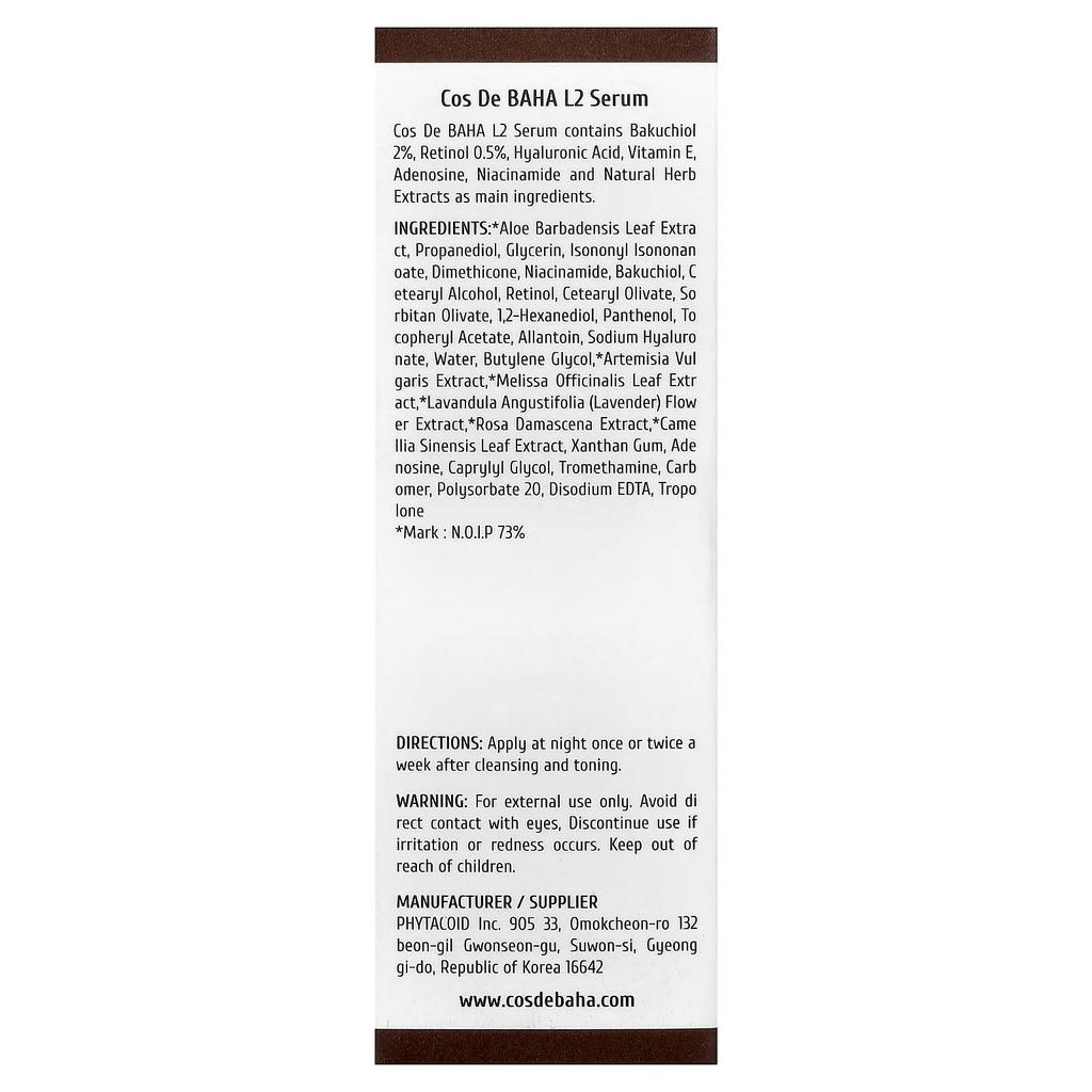 Cos De BAHA, L2 Serum, 30ml (1fl oz)
