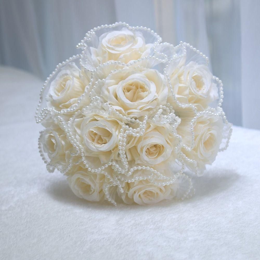 Pearl Wedding Bouquets Romantic Bridal Bouquets Artificial Hand Bouquet  Wedding Accessories