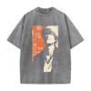 Ichigo Kurosaki BLEACH Anime Outfit Unisex Locker geschnitten Kurzarm Gewaschenes Vintage Baumwoll-T-Shirt