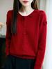 Women's 100% Pure Wool Crochet Cardigan: Round Neck, Rose Flower Design, Loose Knit Sweater Top.